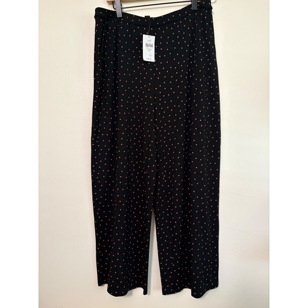 J.‎ Jill Wearever Black Polka Dot Full-Leg Cropped Pants Small NWT Pull On